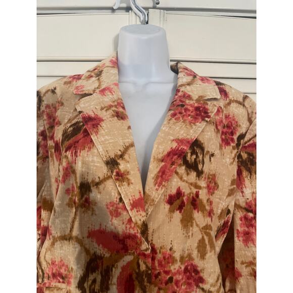 J Jill Floral Suede Like Blazer Size XL Multicolor Button Down Long Sleeve - Picture 5 of 8